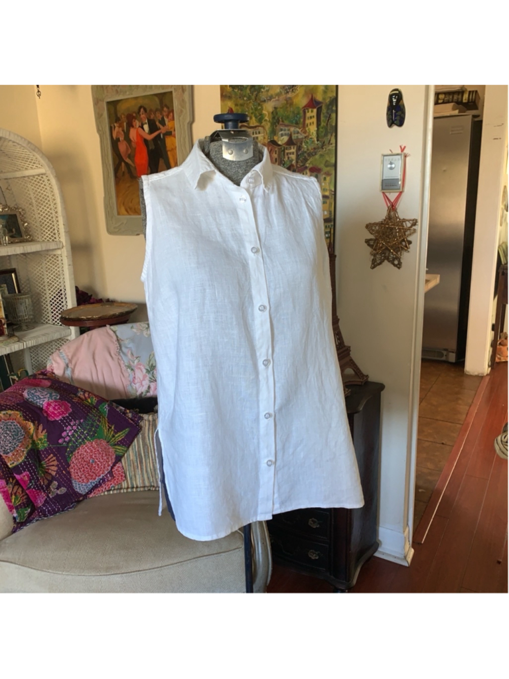 Crown Linen Designs Shirt, XS, White